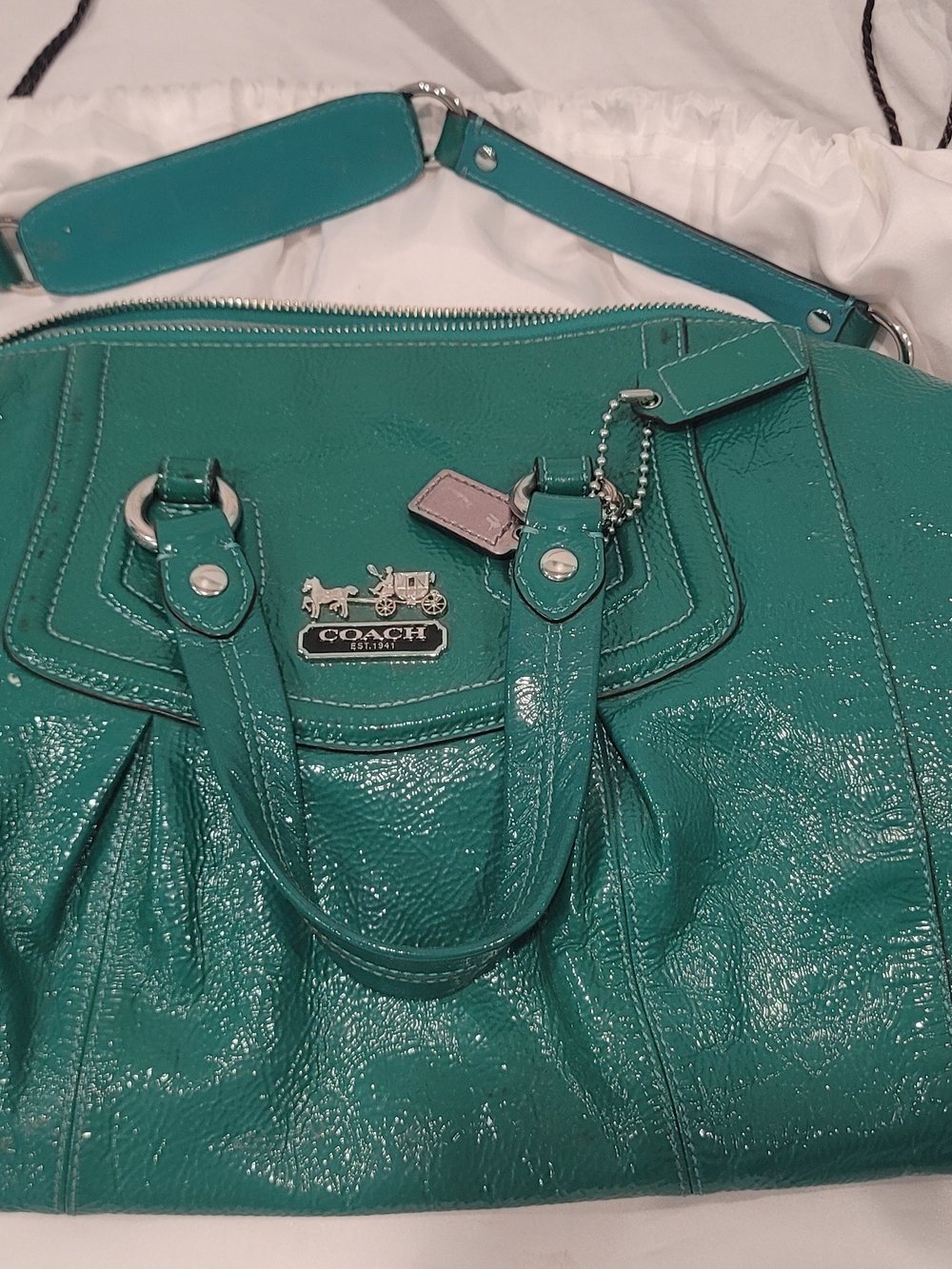 Coach Teal Patent Leather Satchel - Coach Women's Bag